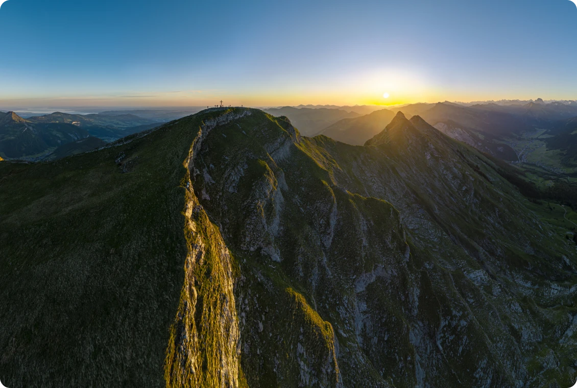 Mountain ridge at sunrise